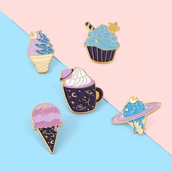 Celestial Galactic Sweets & Treats Alloy Pin 5-Piece Set - Brand New in Gift Box - Picture 2 of 16